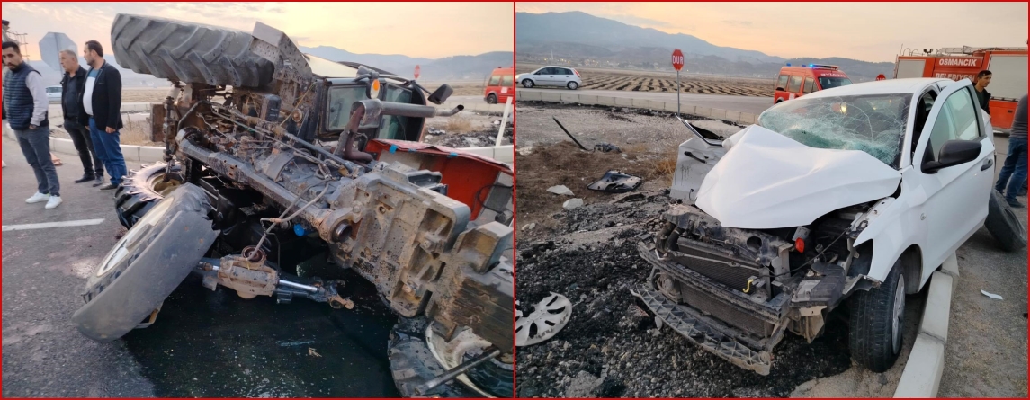 OTOMOBİL İLE TRAKTÖR ÇARPIŞTI