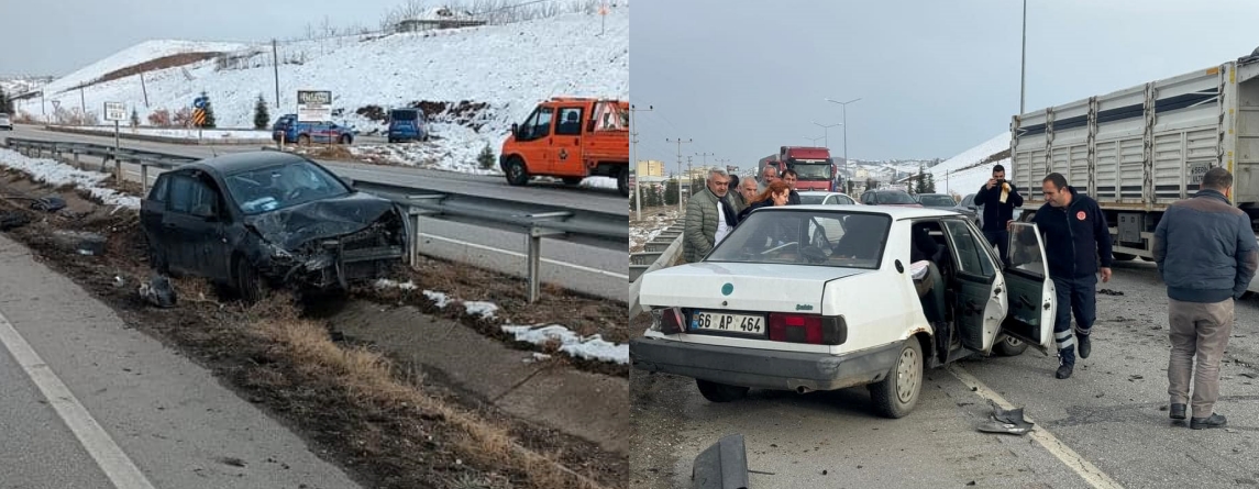 2 OTOMOBİL ÇARPIŞTI: 2 KİŞİ YARALANDI 