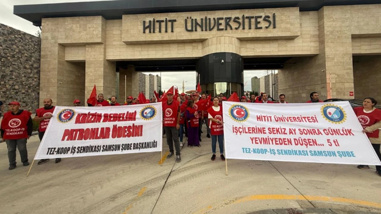 Hitit Üniversitesi İşçileri haklarını alana kadar her pazartesi eylem yapacak